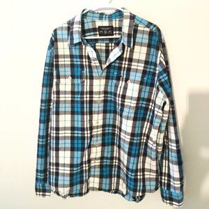 American Eagle Blue Plaid Button Up